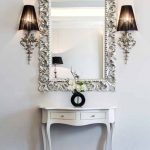 Dressing table with large mirror